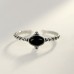 Open Ring Party Vintage Style Black S925 Sterling Silver Precious Vintage Simple 1PC Obsidian