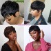 Short Hair Wigs Pixie Cut Straight Short Bob Wig for Black Women 100% Brazilian Virgin Human Hair Non Lace Full Machine Made 6 inch Natural Black Color Pixie Wig