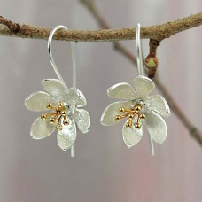 Women's Hoop Earrings Fine Jewelry Classic Flower Shape Elegant Stylish Earrings Jewelry Silver For Gift Festival 1 Pair