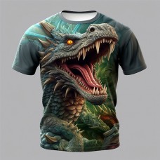 Boys 3D Dinosaur Tee Shirt Short Sleeve 3D Print Summer Spring Active Sports Fashion Polyester Kids 3-12 Years Outdoor Casual Daily Regular Fit