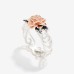 14k Rose Gold Flower Ring European and American Vintage Plated 925 Silver Split Engagement Ring