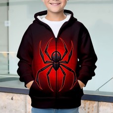 Boys 3D Spider Hoodie Coat Outerwear Long Sleeve 3D Print Fall Winter Fashion Streetwear Cool Polyester Kids 3-12 Years Outdoor Casual Daily Regular Fit