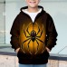 Boys 3D Spider Hoodie Coat Outerwear Long Sleeve 3D Print Fall Winter Fashion Streetwear Cool Polyester Kids 3-12 Years Outdoor Casual Daily Regular Fit