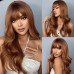 Remy Human Hair Wig Natural Straight With Bangs Medium Brown4 Machine Made Vietnamese Hair Women's Black 28 inch Daily Wear Valentine's Day Birthday