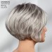 Haute Bob Wig with Brow-Skimming Bangs and Angled Layers / Multi-Tonal Shades of Blonde Silver Brown and Red