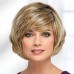 Haute Bob Wig with Brow-Skimming Bangs and Angled Layers / Multi-Tonal Shades of Blonde Silver Brown and Red