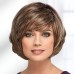 Haute Bob Wig with Brow-Skimming Bangs and Angled Layers / Multi-Tonal Shades of Blonde Silver Brown and Red