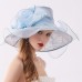 Hats Headwear Tulle Organza Bucket Hat Straw Hat Sun Hat Wedding Outdoor Kentucky Derby Melbourne Cup Fashion Vintage Style With Bowknot Printing Headpiece Headwear