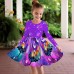 Girls' 3D Graphic Butterfly Dress Long Sleeve 3D Print Summer Fall Sports & Outdoor Daily Holiday Cute Casual Beautiful Kids 3-12 Years Casual Dress A Line Dress Above Knee Polyester Regular Fit