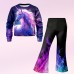 Girls' 3D Floral Horse Set Sweatshirt & Bell bottom Long Sleeve 3D Print Fall Winter Active Fashion Daily Polyester Kids 3-12 Years Crew Neck Outdoor Date Vacation Regular Fit