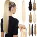 Cephermer Ponytail Extension 22'' 24'' Long Wavy Straight Claw Clip in Pony Tails Hair Extensions Natural Looking Synthetic Hairpiece for Women Black Brown