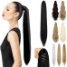 Cephermer Ponytail Extension 22'' 24'' Long Wavy Straight Claw Clip in Pony Tails Hair Extensions Natural Looking Synthetic Hairpiece for Women Black Brown