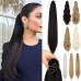 Cephermer Ponytail Extension 22'' 24'' Long Wavy Straight Claw Clip in Pony Tails Hair Extensions Natural Looking Synthetic Hairpiece for Women Black Brown