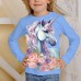 Girls' 3D Graphic Cartoon Unicorn T shirt Tee Long Sleeve 3D Print Summer Spring Fall Active Fashion Cute Polyester Kids 3-12 Years Outdoor Casual Daily Regular Fit