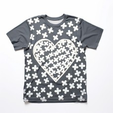 Girls' 3D Geometric Heart Tee Shirt Short Sleeve 3D Print Summer Active Fashion Cute Polyester Kids 3-12 Years Crew Neck Outdoor Casual Daily Regular Fit