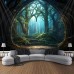 Window View Forest Hanging Tapestry Wall Art Large Tapestry Mural Decor Photograph Backdrop Blanket Curtain Home Bedroom Living Room Decoration