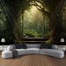 Window View Forest Hanging Tapestry Wall Art Large Tapestry Mural Decor Photograph Backdrop Blanket Curtain Home Bedroom Living Room Decoration