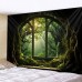 Window View Forest Hanging Tapestry Wall Art Large Tapestry Mural Decor Photograph Backdrop Blanket Curtain Home Bedroom Living Room Decoration