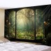 Window View Forest Hanging Tapestry Wall Art Large Tapestry Mural Decor Photograph Backdrop Blanket Curtain Home Bedroom Living Room Decoration