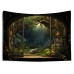 Window View Forest Hanging Tapestry Wall Art Large Tapestry Mural Decor Photograph Backdrop Blanket Curtain Home Bedroom Living Room Decoration