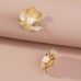 Women's White Stud Earrings Fine Jewelry Classic Flower Shape Cute Stylish Earrings Jewelry Gold For Party Gift 1 Pair