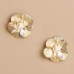 Women's White Stud Earrings Fine Jewelry Classic Flower Shape Cute Stylish Earrings Jewelry Gold For Party Gift 1 Pair