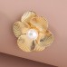 Women's White Stud Earrings Fine Jewelry Classic Flower Shape Cute Stylish Earrings Jewelry Gold For Party Gift 1 Pair