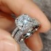 Ring Wedding Classic F1209 Platinum Gold Copper Precious Fashion Simple 2pcs Zircon