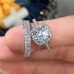 Ring Wedding Classic F1209 Platinum Gold Copper Precious Fashion Simple 2pcs Zircon