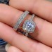 Ring Wedding Classic F1209 Platinum Gold Copper Precious Fashion Simple 2pcs Zircon