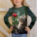 Girls' 3D Graphic Cartoon Cat T shirt Tee Long Sleeve 3D Print Summer Fall Active Fashion Cute Polyester Kids 3-12 Years Outdoor Casual Daily Regular Fit