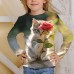 Girls' 3D Graphic Cartoon Cat T shirt Tee Long Sleeve 3D Print Summer Fall Active Fashion Cute Polyester Kids 3-12 Years Outdoor Casual Daily Regular Fit