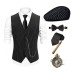 The Great Gatsby Gentleman Gangster Retro Vintage Roaring 20s 1920s Outfits Vest Panama Hat Accesories Set Men's Costume Vintage Cosplay Prom Festival Cravat Christmas