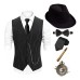 The Great Gatsby Gentleman Gangster Retro Vintage Roaring 20s 1920s Outfits Vest Panama Hat Accesories Set Men's Costume Vintage Cosplay Prom Festival Cravat Christmas