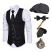 The Great Gatsby Gentleman Gangster Retro Vintage Roaring 20s 1920s Outfits Vest Panama Hat Accesories Set Men's Costume Vintage Cosplay Prom Festival Cravat Christmas