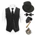 The Great Gatsby Gentleman Gangster Retro Vintage Roaring 20s 1920s Outfits Vest Panama Hat Accesories Set Men's Costume Vintage Cosplay Prom Festival Cravat Christmas