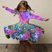 Girls' 3D Floral Dress Long Sleeve 3D Print Fall Winter Sports & Outdoor Daily Holiday Cute Casual Beautiful Kids 3-12 Years Casual Dress A Line Dress Above Knee Polyester Regular Fit