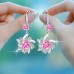 Women's Zircon Drop Earrings Fine Jewelry Classic Snowflake Precious Personalized Stylish Earrings Jewelry White / Pink / Red For Gift Festival 1 Pair