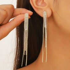 Women's Brown Zircon Drop Earrings Fine Jewelry Tassel Fringe Precious Stylish Trendy Earrings Jewelry Gold For Party Gift 1 Pair