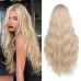 Long Platinum Blonde Wig28 Inch Natural Wavy Blonde Wig Middle Part Blonde Wig Synthetic Hair Blonde Wigs For Women