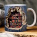 3D Bookshelf Mug Sublimation, 3D Book Mug Wrap, 11oz And 15 Oz Mug Design, 3D Mug Wrap, 11oz Mug Png, 15oz Mug PNG Book Lover Mug Coffee Mug