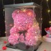 Rose Bear Artificial Foam Flowers with LED Light & Gift Box- Perfect Romantic Gift for Valentine's Day, Mother's Day, Anniversary, Wedding, Birthday, Thanksgiving, and Christmas 25cm/10inch