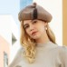 Hats 100% Wool Beret Hat Floppy Hat Wedding Casual Cute Retro With Pure Color Headpiece Headwear