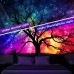 Universe Sky Blacklight Tapestry UV Reactive Glow in the Dark Trippy Tree Misty Forest Nature Landscape Hanging Tapestry Wall Art Mural for Living Room Bedroom