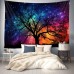 Universe Sky Blacklight Tapestry UV Reactive Glow in the Dark Trippy Tree Misty Forest Nature Landscape Hanging Tapestry Wall Art Mural for Living Room Bedroom