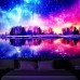 Universe Sky Blacklight Tapestry UV Reactive Glow in the Dark Trippy Tree Misty Forest Nature Landscape Hanging Tapestry Wall Art Mural for Living Room Bedroom