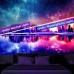 Universe Sky Blacklight Tapestry UV Reactive Glow in the Dark Trippy Tree Misty Forest Nature Landscape Hanging Tapestry Wall Art Mural for Living Room Bedroom