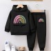 2 Pieces Kids Girls' Graphic Pants Suit Set Long Sleeve Active School 7-13 Years Spring Black Pink Red