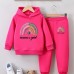 2 Pieces Kids Girls' Graphic Pants Suit Set Long Sleeve Active School 7-13 Years Spring Black Pink Red