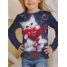 Kids Girls' T shirt Long Sleeve 3D Print Animal Cat White Black Gray Children Tops Fall Winter Active Sports Fashion Outdoor Daily Indoor Regular Fit 3-12 Years